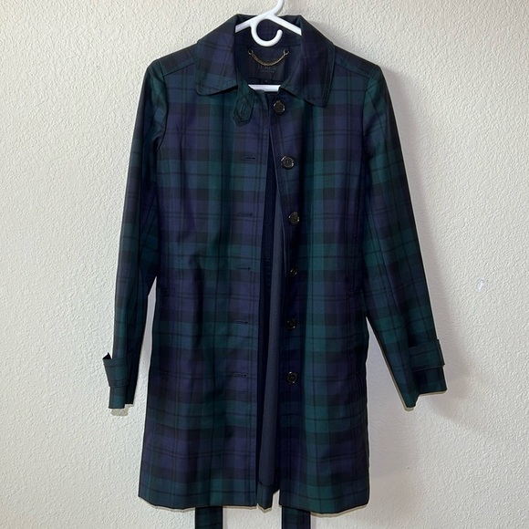 J Crew Collection Tartan Plaid Jacket Trench Coat wool - Picture 5 of 9